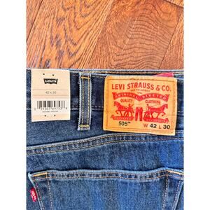 NWT Levi Levi's 505 Regular Jeans Mens 42x30 Straight Leg Stretch Denim